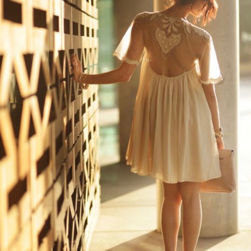 ASOS Tan dress with sheer embellishments